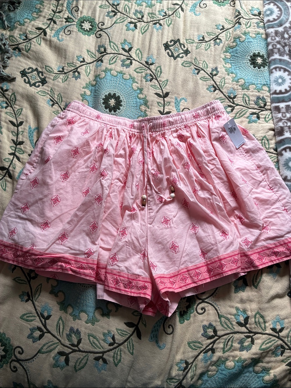 Old Navy Light Pink Embroidered Drawstring Athletic Shorts